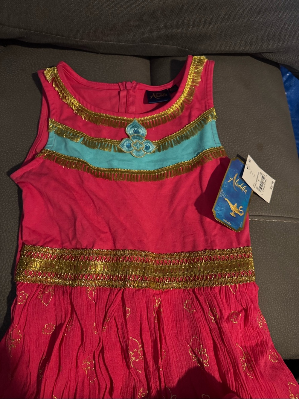 Disney Aladdin Girls' Dress with Gold Trim Medium 7/8
